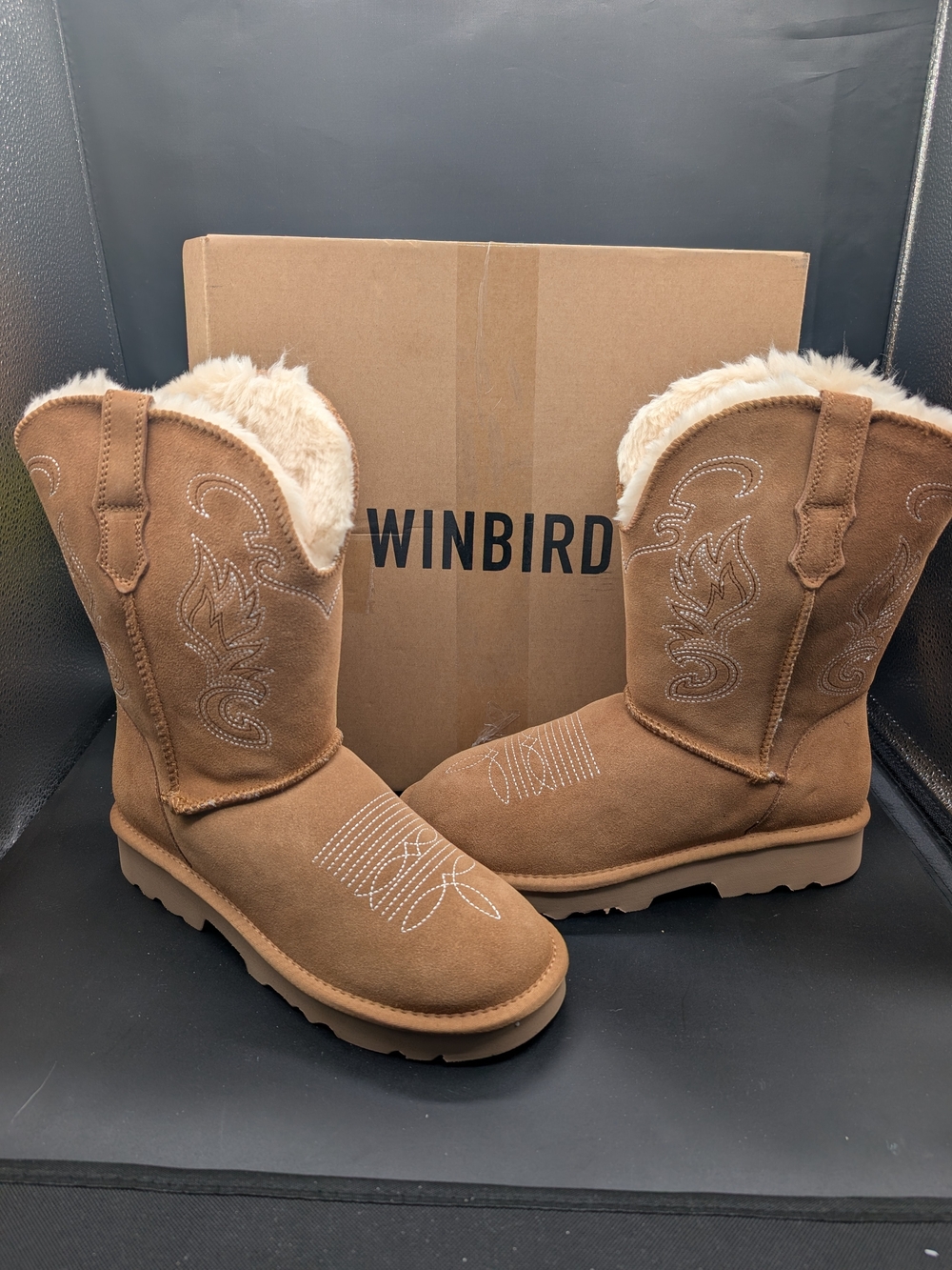 Women's Brown Faux Fur Lined Heeled Boots